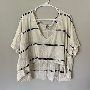 Free people white striped oversized short sleeve top